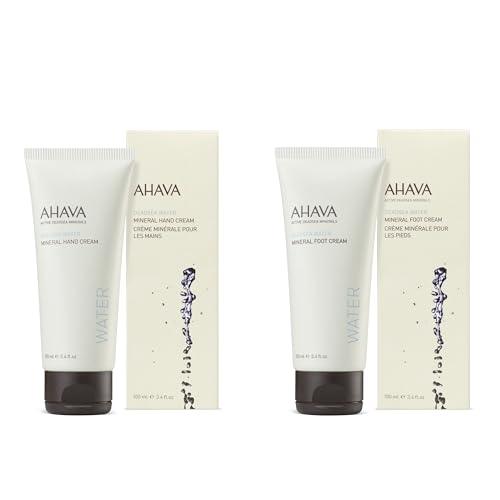 AHAVA DeadSea Water Mineral Hand Cream and Mineral Foot Cream for Dry Skin Relief in Just |4 Fl Oz