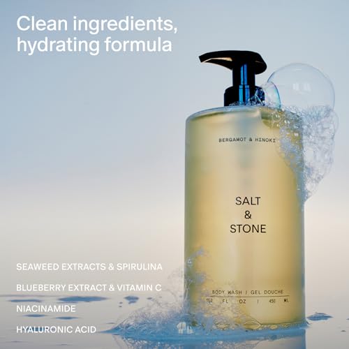 Salt & Stone Antioxidant Body Wash - Deep Moisturizing for Women & Men, Sulfate, Paraben, & Dye Free, Leaves Skin Soft